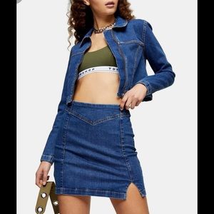 Top shop blue denim mini skirt